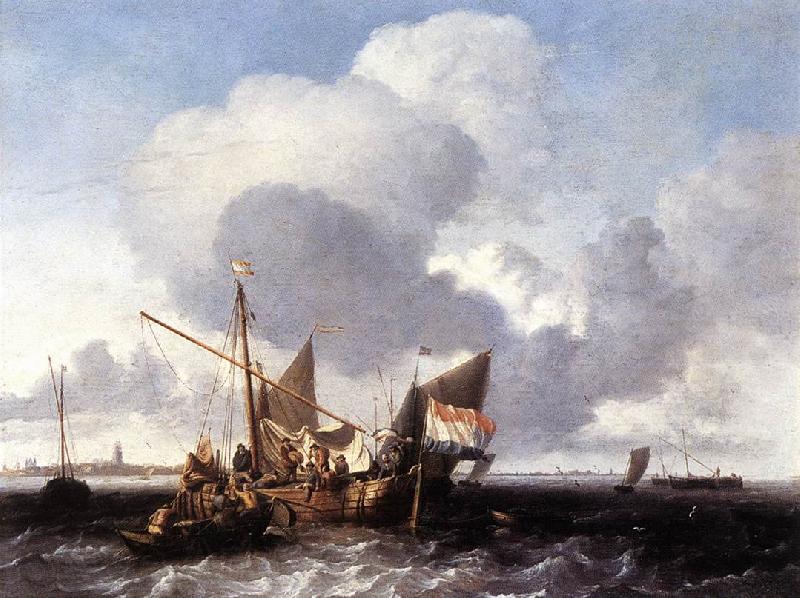 BACKHUYSEN, Ludolf Ships on the Zuiderzee before the Fort of Naarden fgg France oil painting art